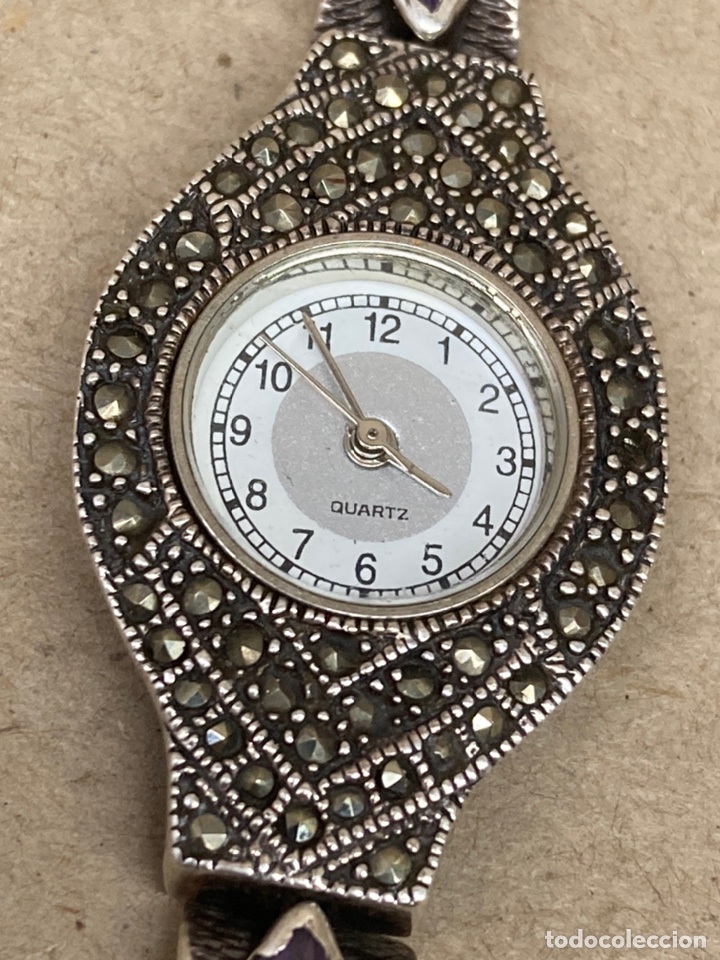 Antig&uuml;edades: Reloj de plata con piedras engastada - Foto 3