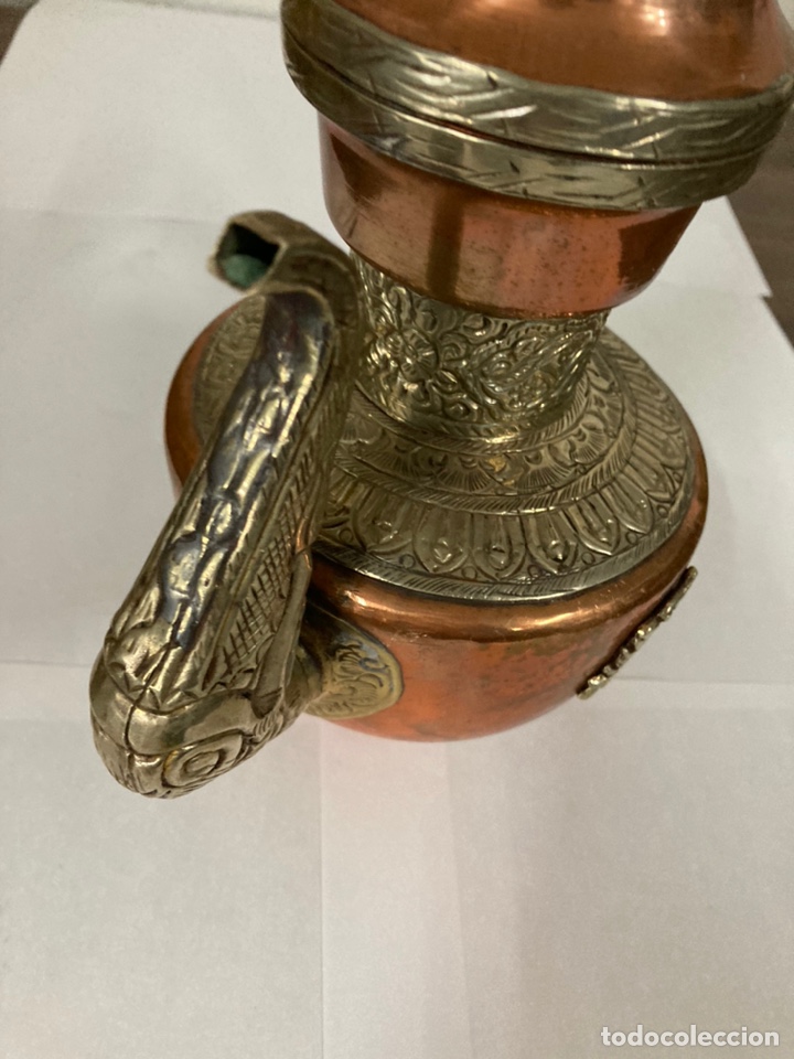 Antig&uuml;edades: Tetera antigua en cobre figuras drag&oacute;n - Foto 3