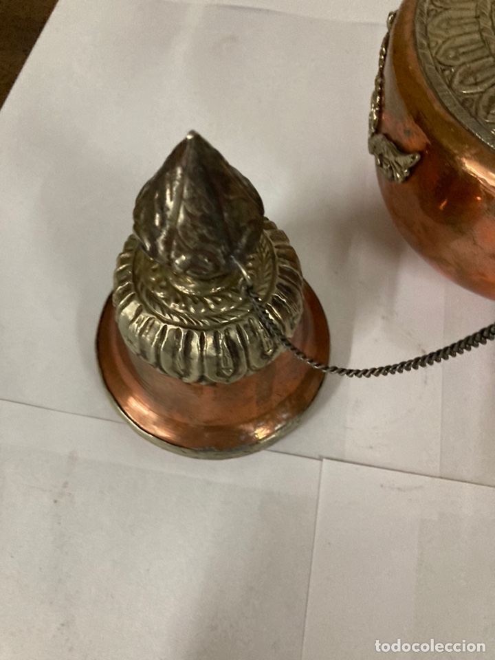 Antig&uuml;edades: Tetera antigua en cobre figuras drag&oacute;n - Foto 5