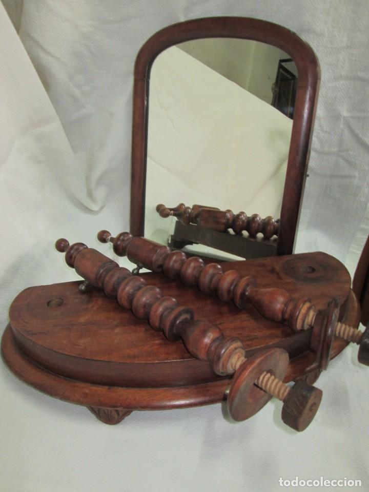 Antig&uuml;edades: Espejo basculante sobremesa madera - Foto 11