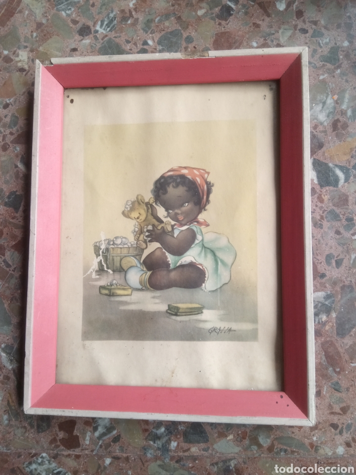 Antig&uuml;edades: Marco con l&aacute;mina antiguo - Foto 1