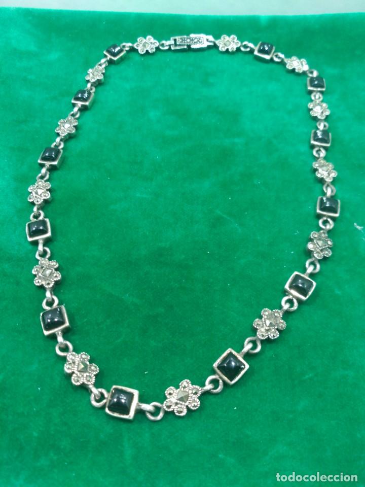 Antig&uuml;edades: Gargantilla azabache y plata + - Foto 1