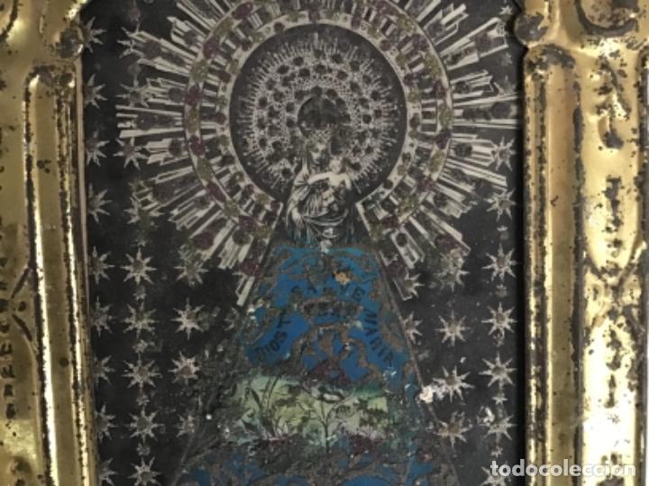 Antig&uuml;edades: ANTIGUO MARCO CON LA VIRGEN DEL PILAR - Foto 2