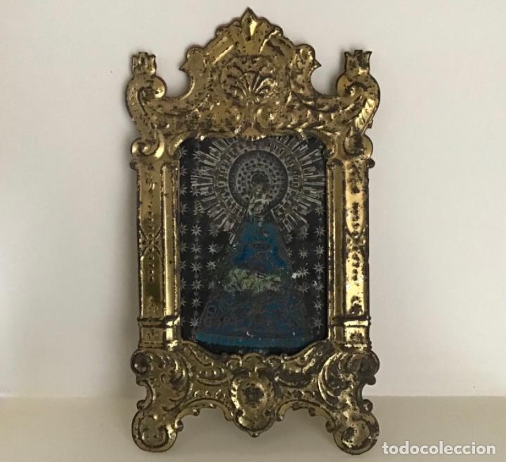 Antig&uuml;edades: ANTIGUO MARCO CON LA VIRGEN DEL PILAR - Foto 1