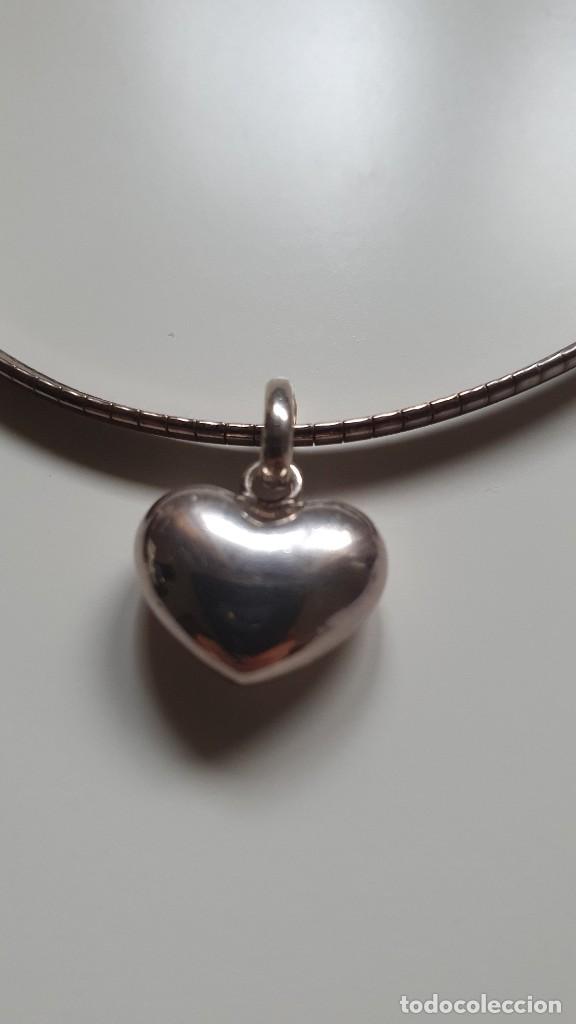 Antig&uuml;edades: Cadena de plata con colgante de corazon - Foto 3
