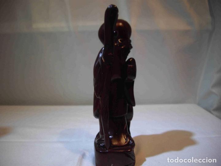 Antig&uuml;edades: FIGURA TALLA ANCIANO BACULO - Foto 4