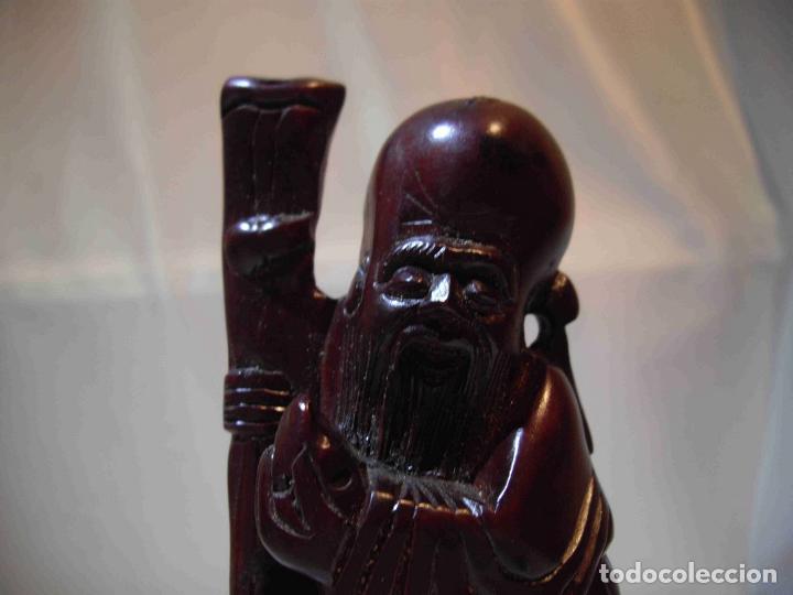 Antig&uuml;edades: FIGURA TALLA ANCIANO BACULO - Foto 5