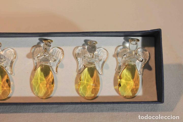 Antig&uuml;edades: SET 4 ANGELITOS CRISTAL AMARILLO - Foto 2