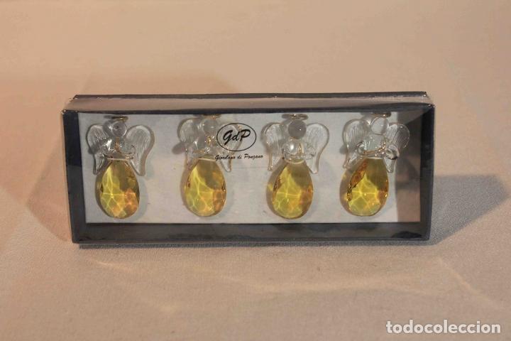 Antig&uuml;edades: SET 4 ANGELITOS CRISTAL AMARILLO - Foto 1