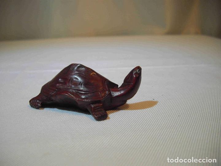 Antig&uuml;edades: FIGURA TALLA MADERA TORTUGA - Foto 3