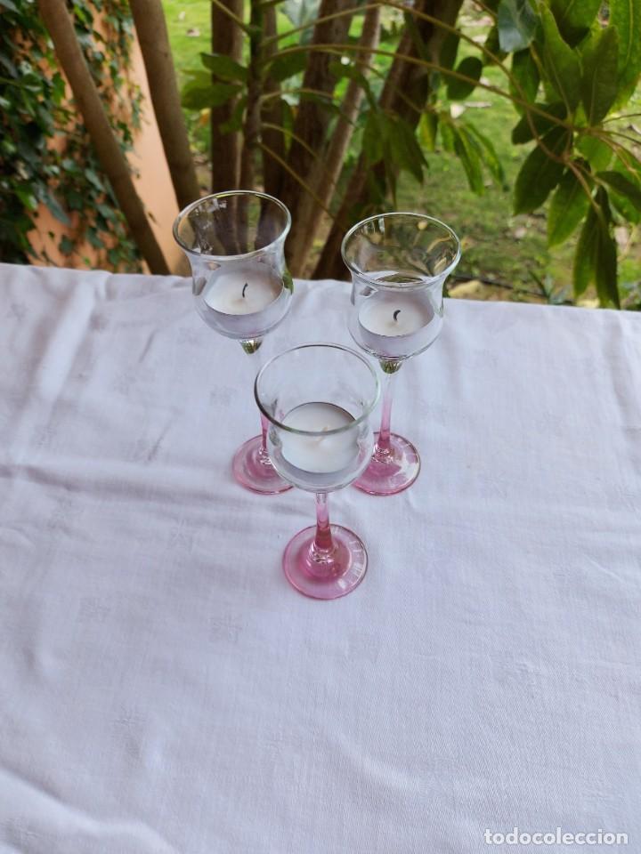 Antig&uuml;edades: PORTAVELAS DE CRISTAL - CONJUNTO DE 3 - Foto 2
