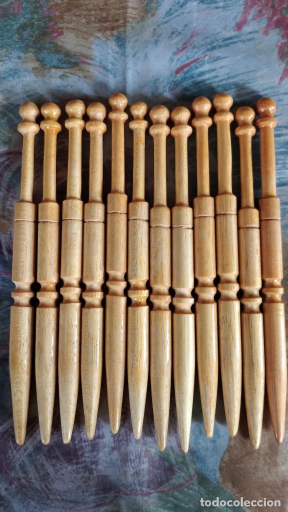 conjunto de 12 bolillos de madera - Compra venta en todocoleccion