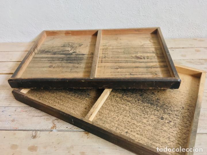 Antiquit&eacute;s: CAJ&Oacute;N DE ANTIGUO CHIBALETE DE IMPRENTA ANTIGUA CHIVALETE DE MADERA CASILLERO CON COMPARTIMENTOS