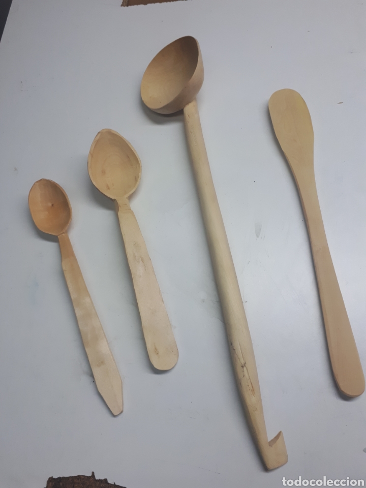 Antig&uuml;edades: Lote cucharas y cazo hechas a mano - Foto 1