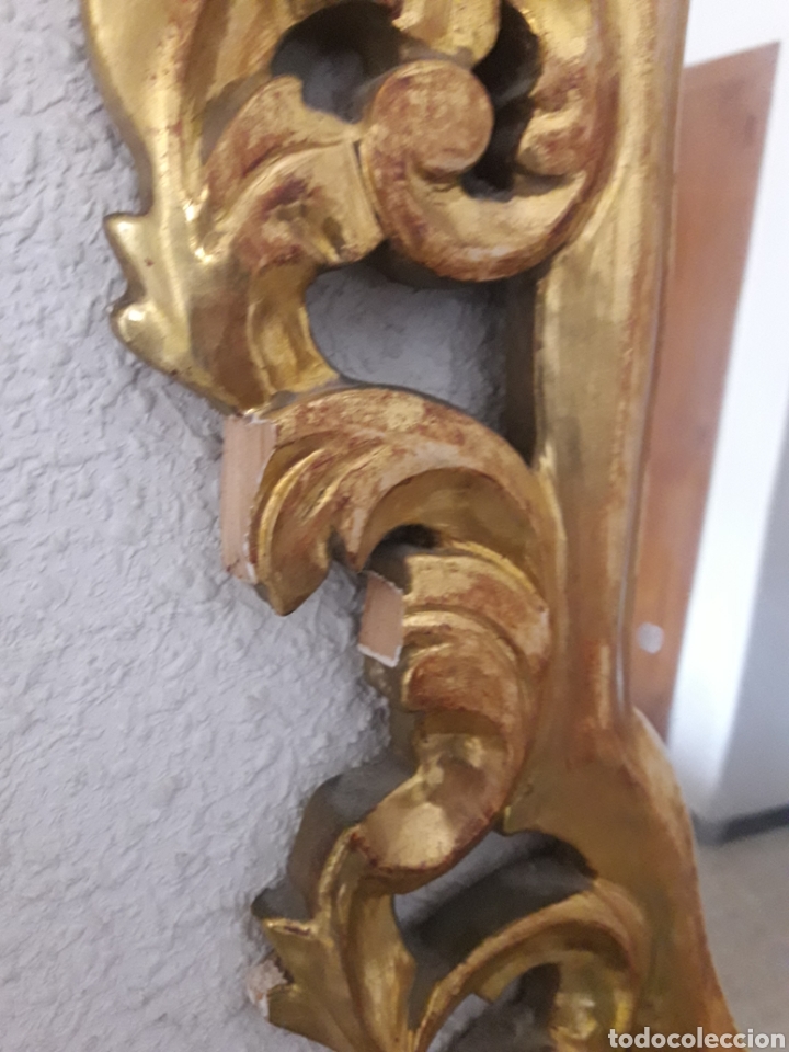Antig&uuml;edades: Antiguo espejo cornucopia de madera y pan de oro - Foto 7