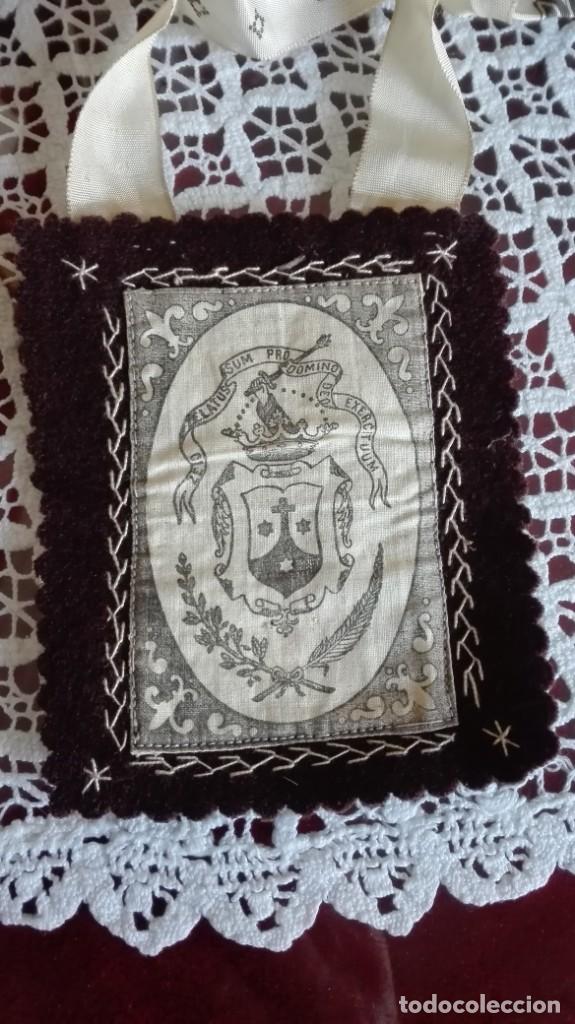 Antig&uuml;edades: Escapulario antiguo de la Virgen del Carmen - Foto 3