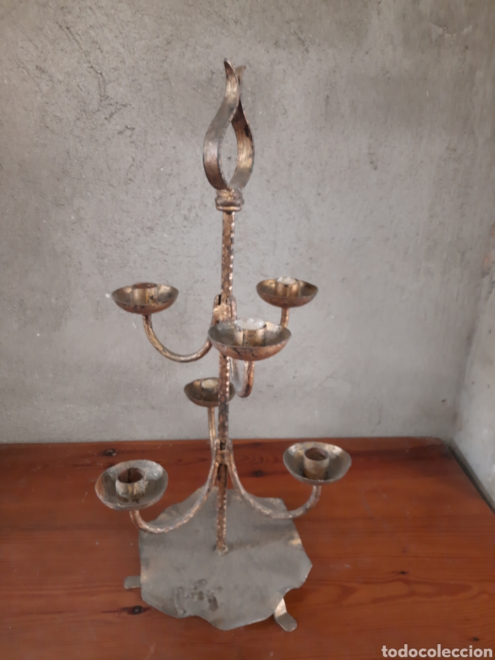 Antig&uuml;edades: Candelabro dorado - Foto 2