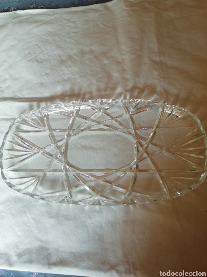Antig&uuml;edades: Bandeja de cristal tallado - Foto 4