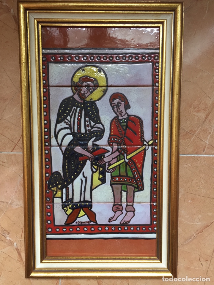Antig&uuml;edades: Cuadro Cristo cer&aacute;mica esmaltada - Foto 1