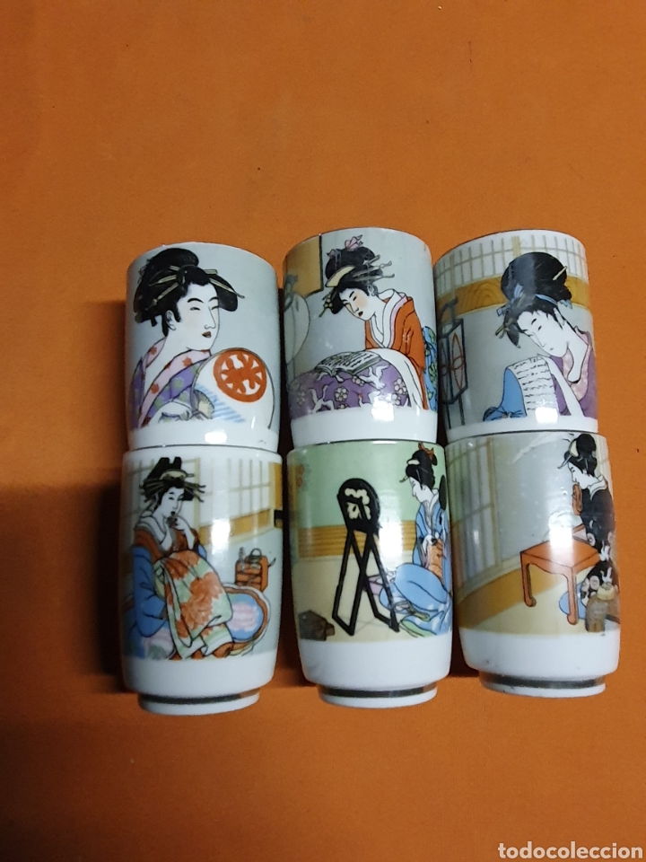 Antig&uuml;edades: Conjunto de 6 vasos de Porcelana - Foto 3