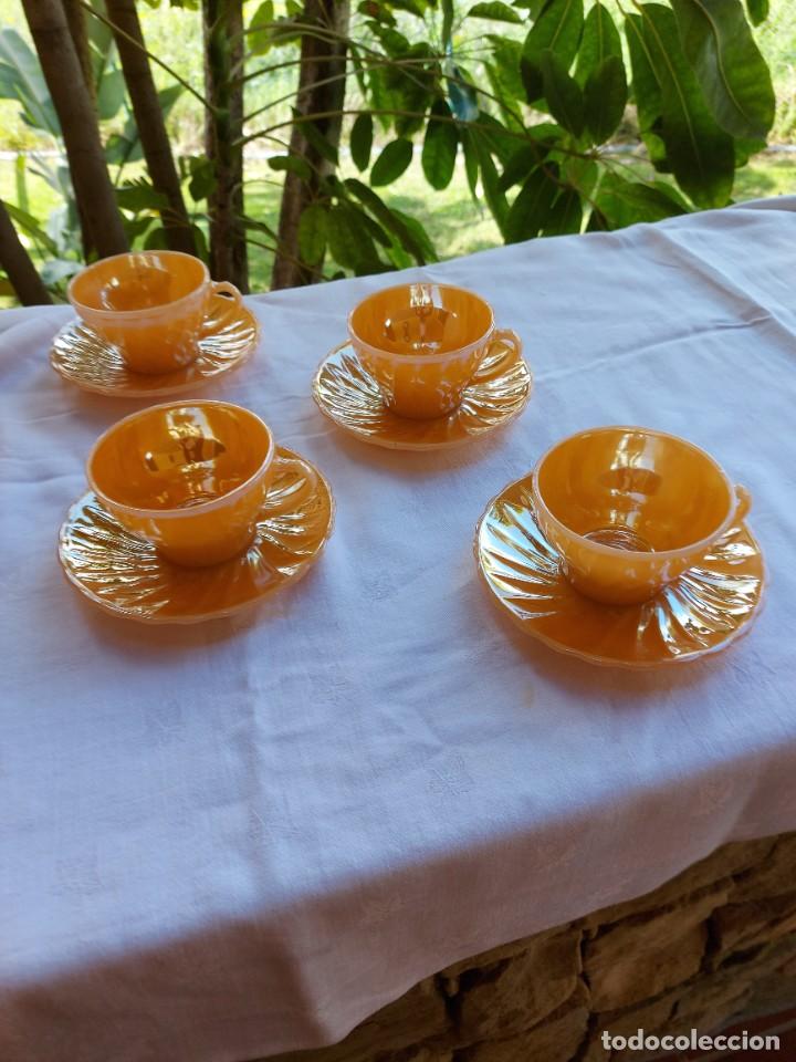 Antig&uuml;edades: LOTE DE 4 TAZAS CON PLATO - Foto 1