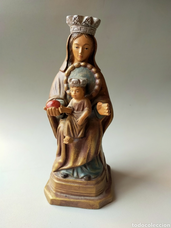 Antiques: VIRGEN DE LA MANZANA, BARRO POLICROMADO, J.A. GRI&Ntilde;AN.