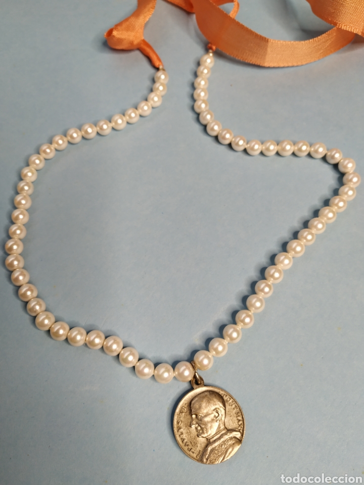 Antig&uuml;edades: COLLAR DE PERLAS CON MEDALLA ( 0097 ) - Foto 2
