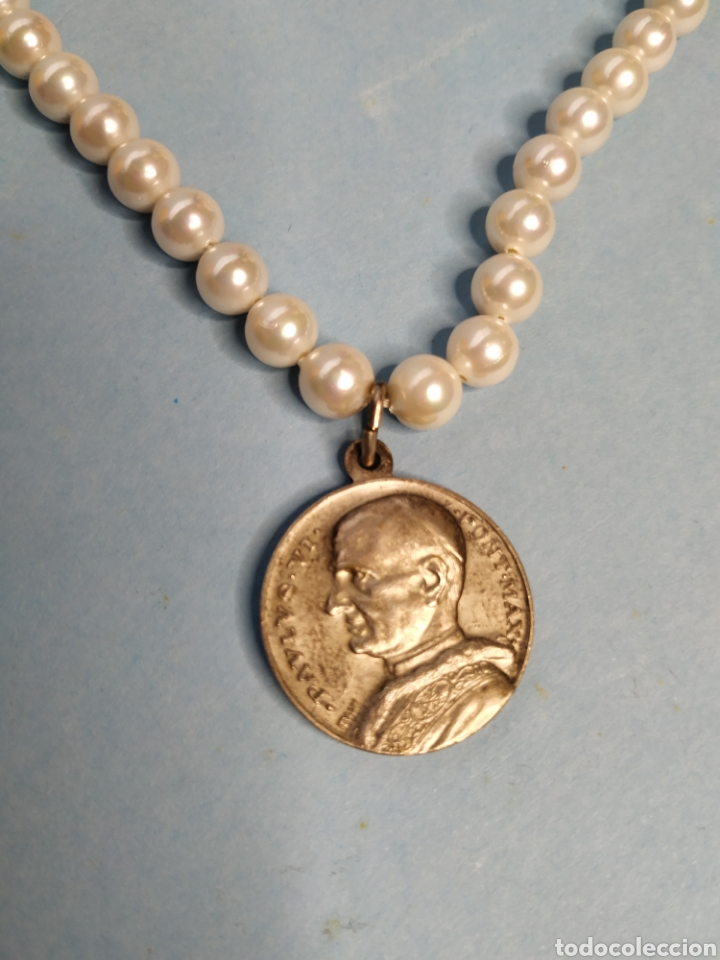 Antig&uuml;edades: COLLAR DE PERLAS CON MEDALLA ( 0097 ) - Foto 5