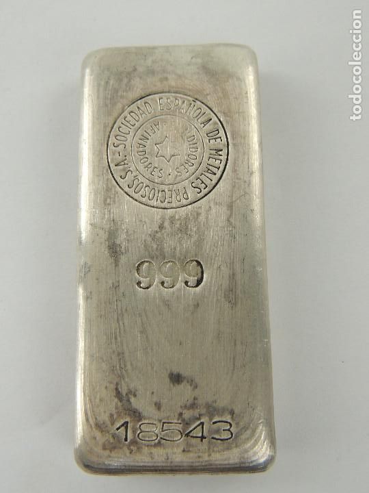 Antigüedades: LINGOTE DE PLATA 999 DE 250 GRAMOS - SOCIEDAD ESPAÑOLA DE METALES PRECIOSOS. Lote 246898430
