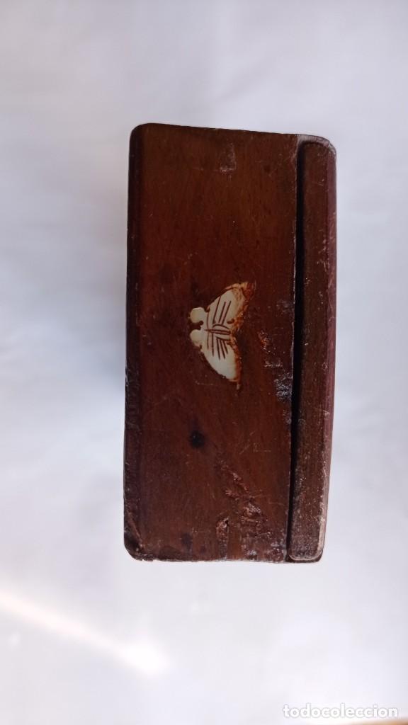 Antigüedades: Caja plumier. Vietnam. Madera con incrustaciones de nacar. 18 x 6 cm - Foto 4 - 247310015