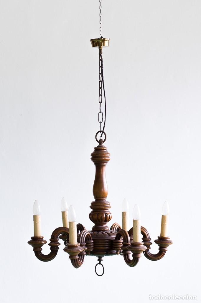 Antig&uuml;edades: L&Aacute;MPARA DE MADERA - Foto 2