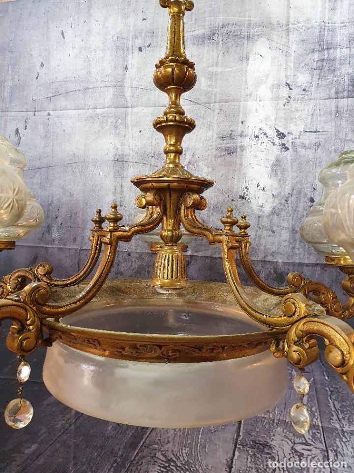 Antig&uuml;edades: LAMPARA DE BRONCE MACIZO - Foto 3