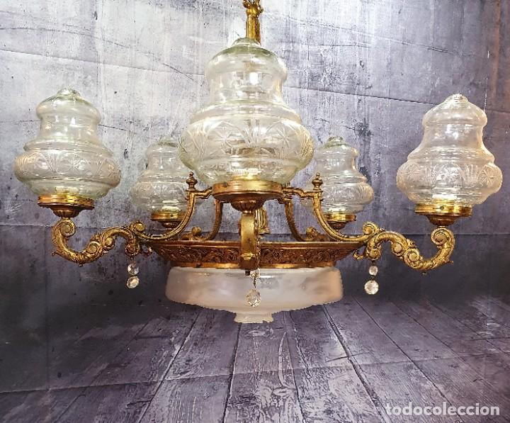 Antig&uuml;edades: LAMPARA DE BRONCE MACIZO - Foto 7