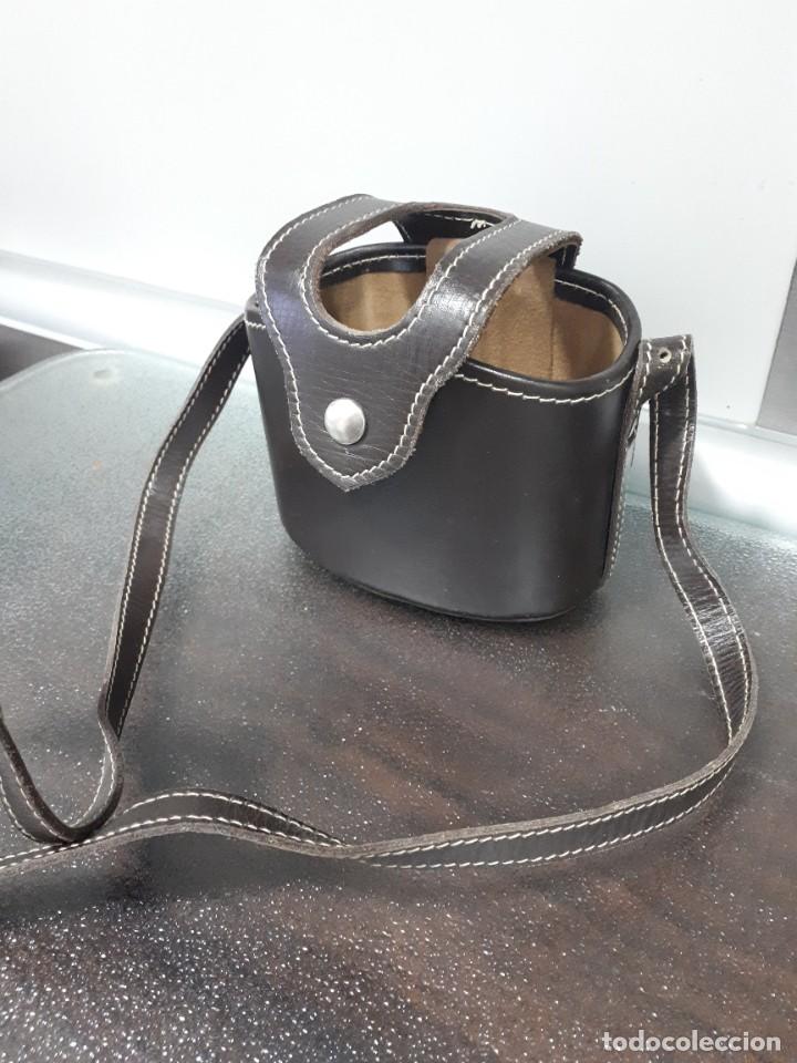 Antig&uuml;edades: petaca de cristal pack de dos con funda de cuero - Foto 7
