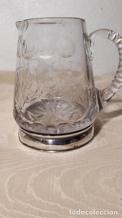 Antig&uuml;edades: Jarra de cerveza en cristal y plata - Foto 1