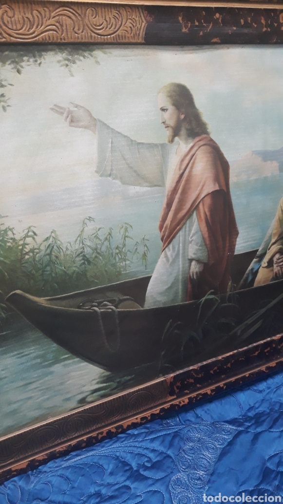 Antiguidades: Antiguo cuadro. Jesus en el lago Tiberiades.