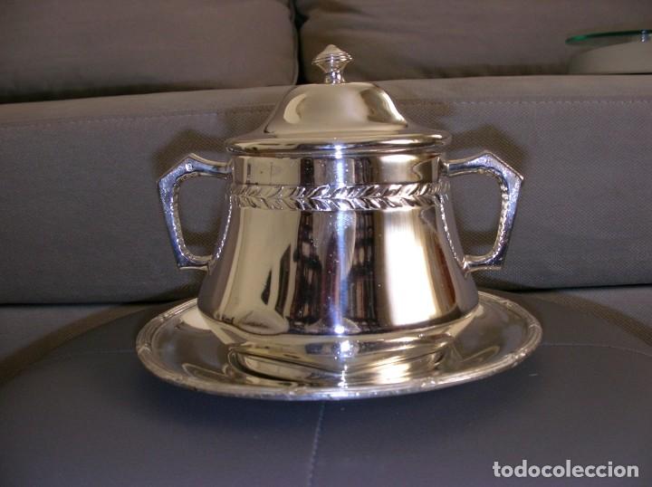 Antig&uuml;edades: AZUCARERO DE PLATA CON SU PLATO - Foto 2