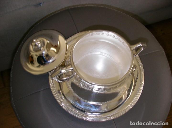 Antig&uuml;edades: AZUCARERO DE PLATA CON SU PLATO - Foto 3