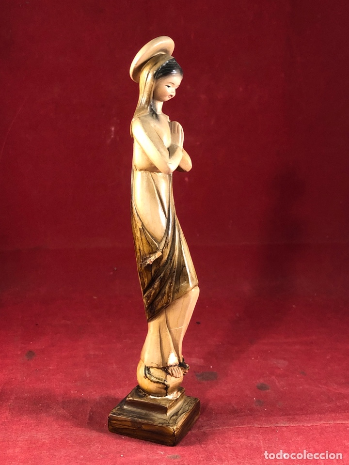 Antig&uuml;edades: Figura Madera de virgen rezando - Foto 2