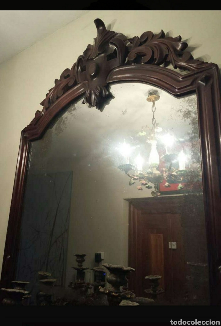 Antig&uuml;edades: Gran espejo de caoba cubana - Foto 3