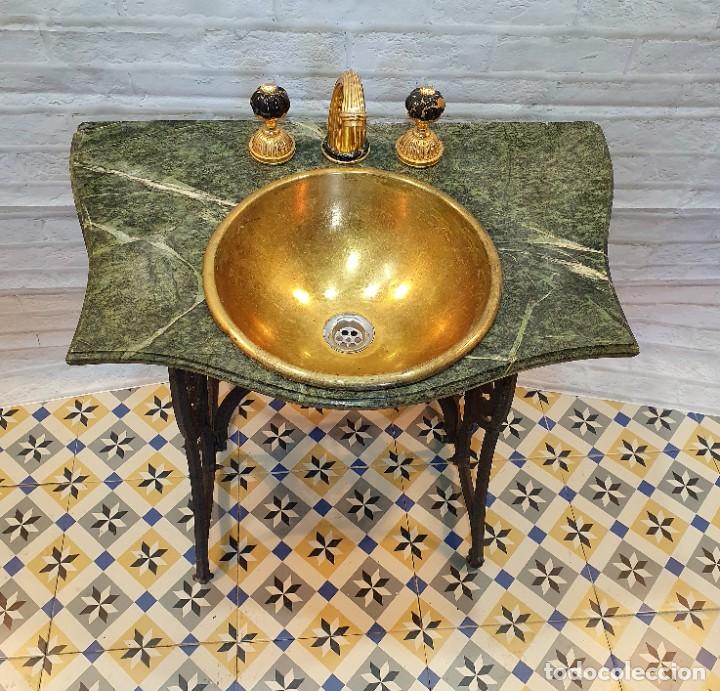 Antig&uuml;edades: LAVABO CON MARMOL Y GRIFERIA - Foto 4