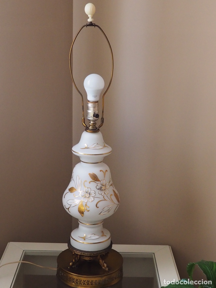 Antig&uuml;edades: Fant&aacute;stica l&aacute;mpara francesa cristal opalina - Foto 25