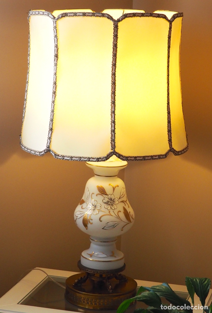 Antig&uuml;edades: Fant&aacute;stica l&aacute;mpara francesa cristal opalina - Foto 9