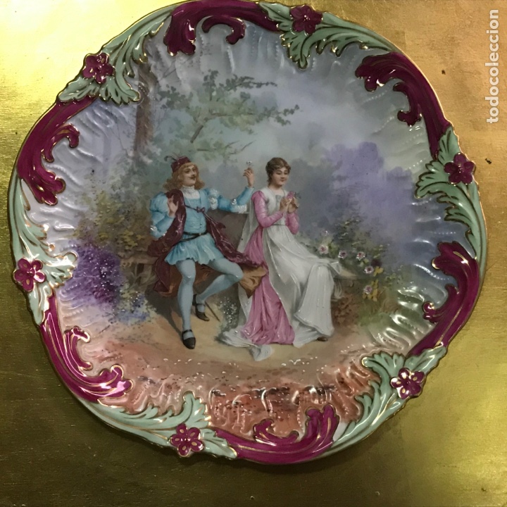 Antig&uuml;edades: Plato enmarcado Limoges - Foto 2