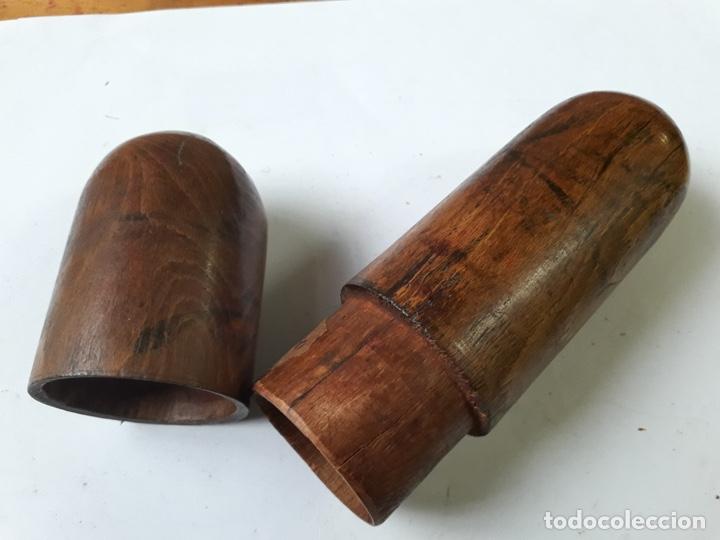Antig&uuml;edades: C&aacute;psula de madera torneada para comunicaciones - Foto 4
