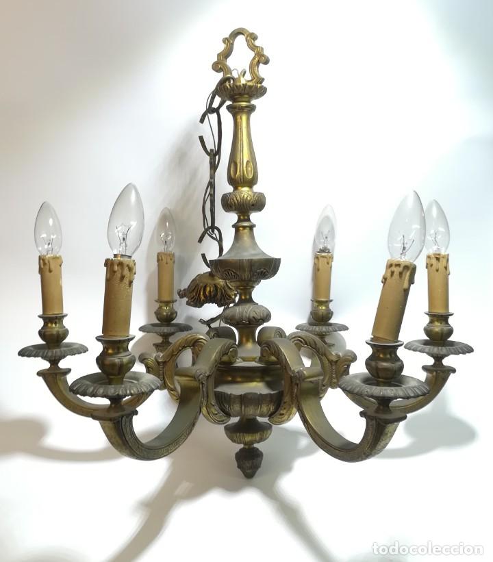 lámpara techo bronce con latón - Compra venta en todocoleccion