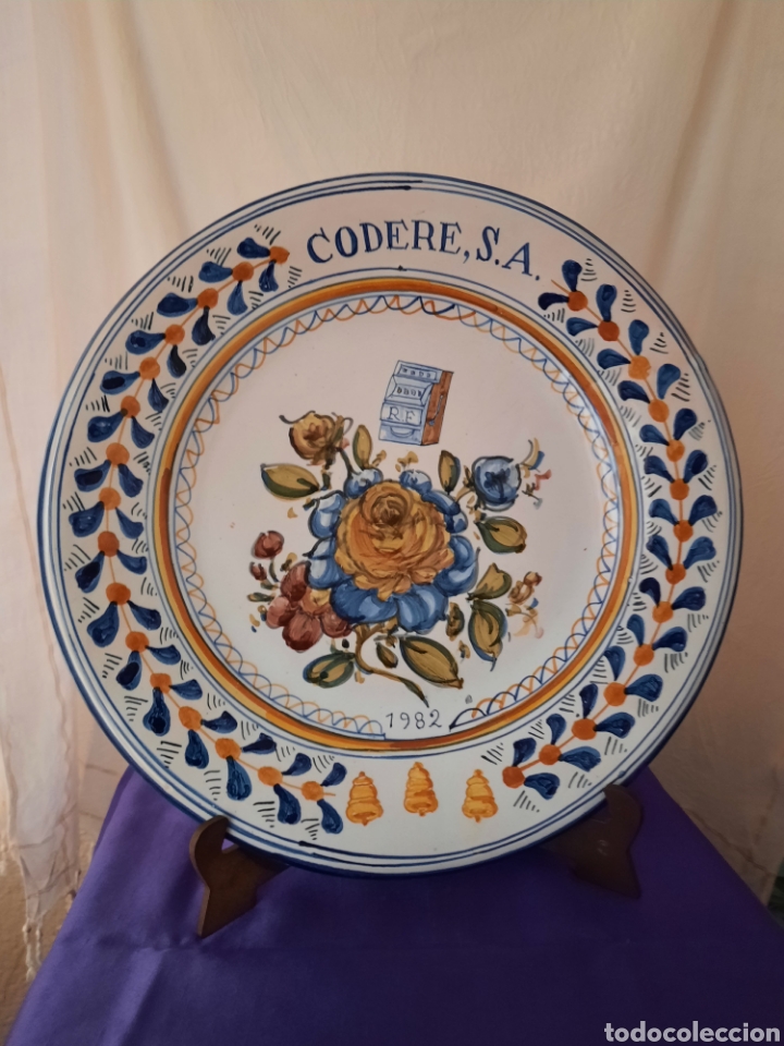 Antiques: Plato decorativo publicitario ceramica Talavera
