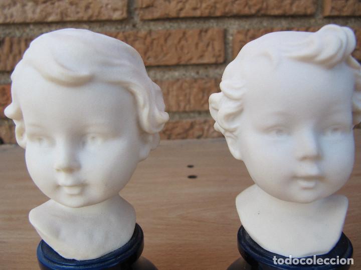 Antig&uuml;edades: Antigua Pareja de bustos de ni&ntilde;os. Biscuit -PRECIOSOS