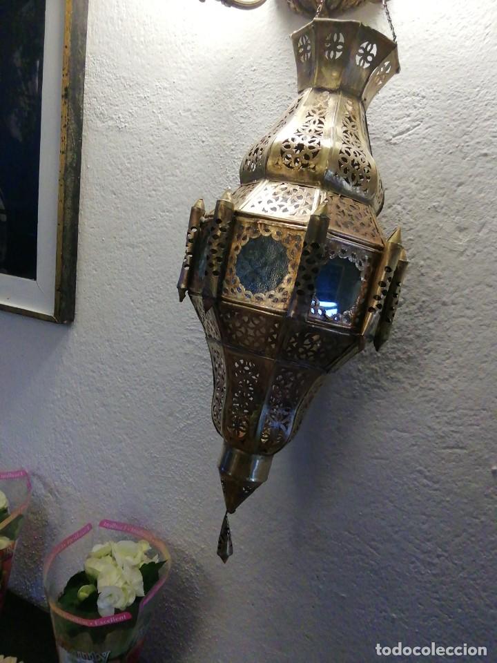 Antig&uuml;edades: FAROL GRANADINO LATON. 60CM (Rf:B/b*) - Foto 1