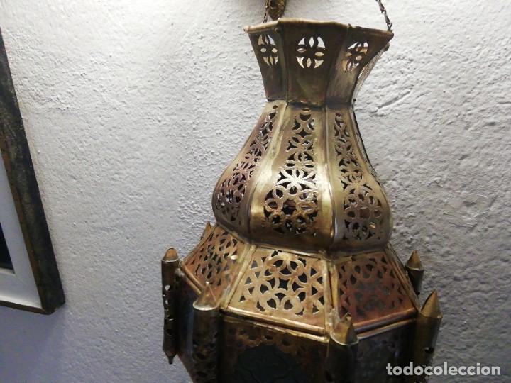 Antig&uuml;edades: FAROL GRANADINO LATON. 60CM (Rf:B/b*) - Foto 2